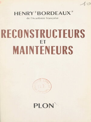 cover image of Reconstructeurs et mainteneurs